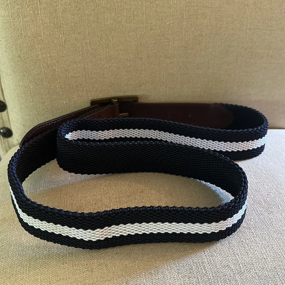 Charles Tyrwhitt Men’s Belt Woven Leather Navy Blue Brown Size 38